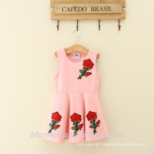 2017 verão desgaste pink rose flores algodão meninas verão frock designs